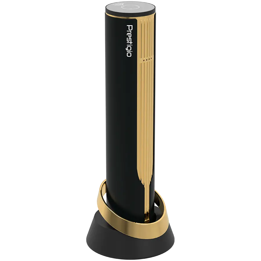 Prestigio Maggiore, smart wine opener, 100% automatic, opens up to 70 bottles without recharging, foil cutter included, premium design, 480mAh battery, Dimensions D 48*H228mm, black + gold color. - image 2