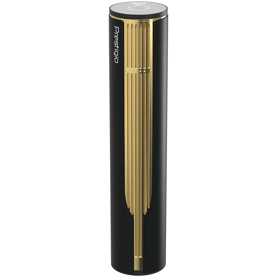 Prestigio Maggiore, smart wine opener, 100% automatic, opens up to 70 bottles without recharging, foil cutter included, premium design, 480mAh battery, Dimensions D 48*H228mm, black + gold color. - image 6