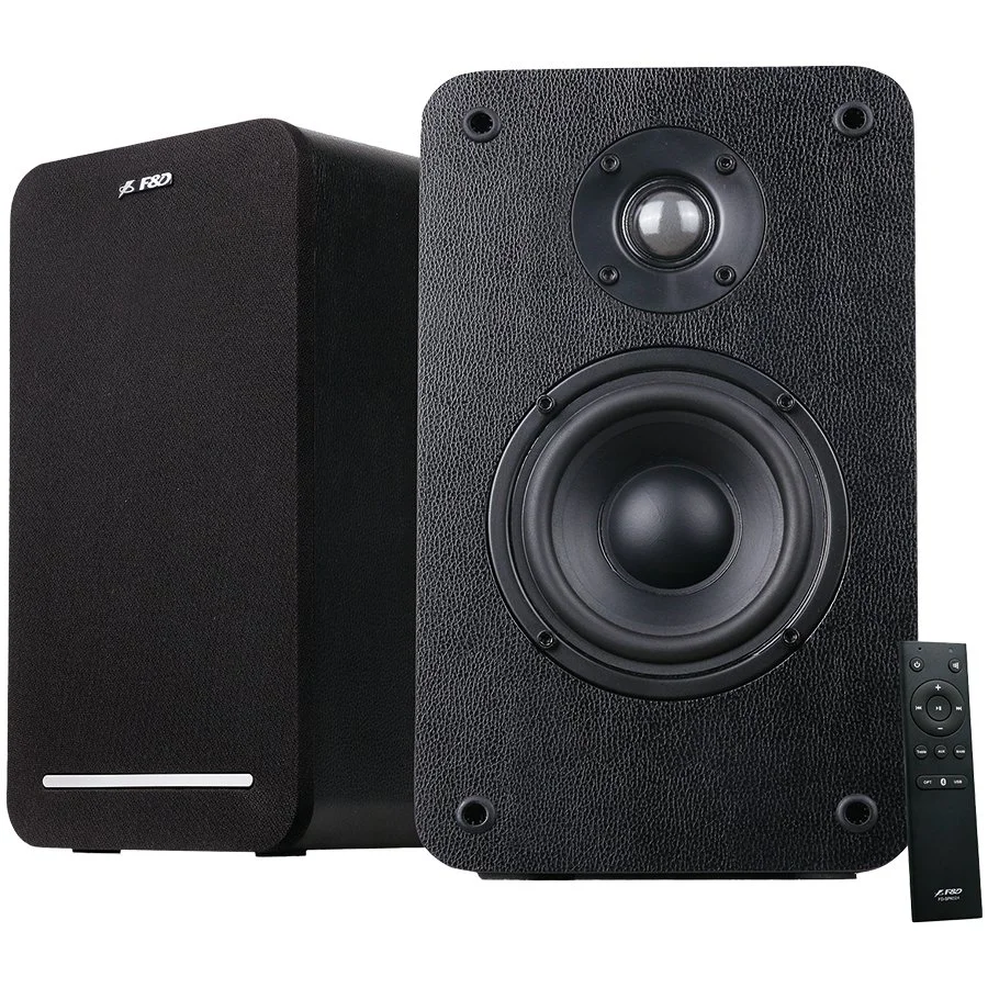 F&D R40BT 2.0 Multimedia Speakers, 60W RMS (30Wx2), 2x1'' Tweeter + 2x4'' Woofer, BT 5.0/Optical/AUX/USB/Remote Control/Wooden/Black