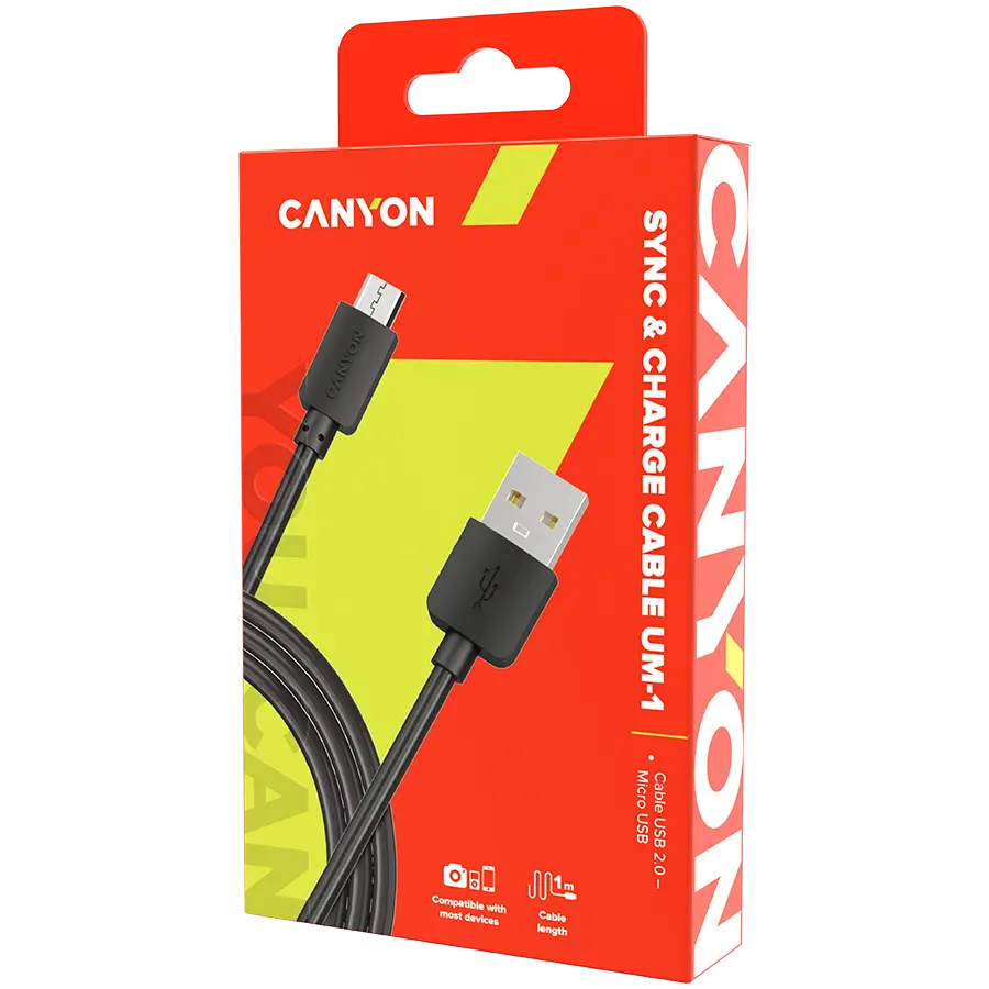 CANYON Micro USB cable, 1M, Black - image 2