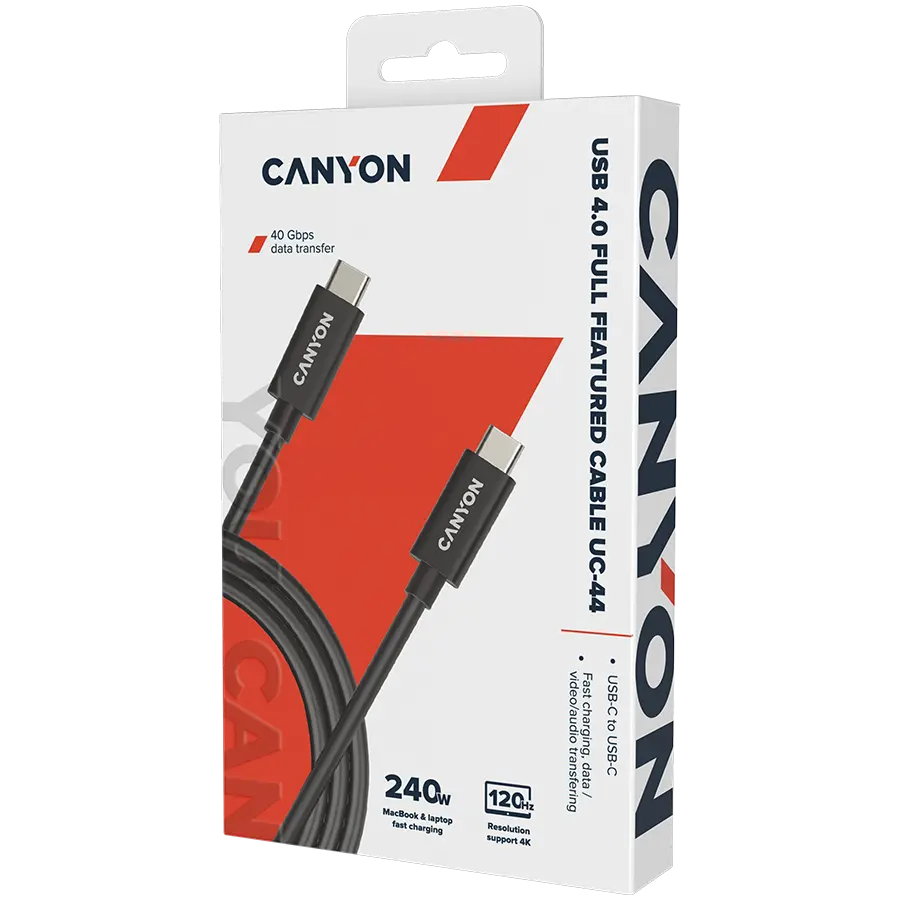 CANYON cable UC-44 USB-C to USB-C 240W 40Gbps 4k 1m Black - image 1