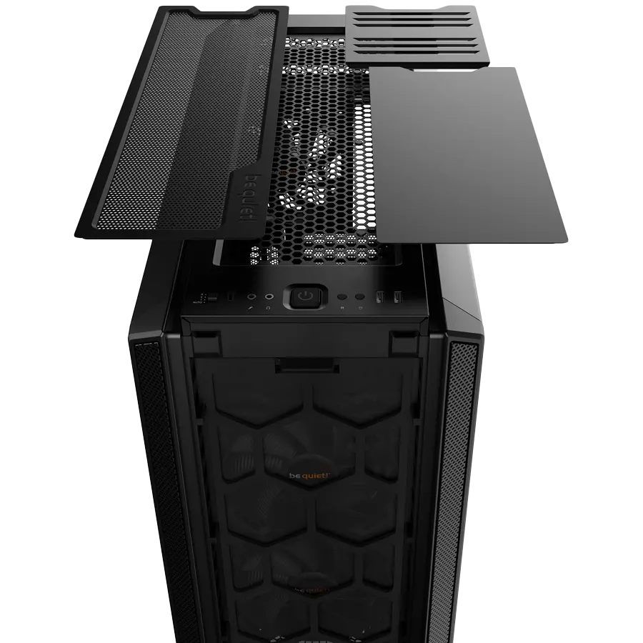 be quiet! SILENT BASE 802 Black, E-ATX/ATX/M-ATX/Mini-ITX, 3x Pure Wings 2 140mm, 4-step fan controller with PWM Hub, 2x USB 3.2 Gen. 1, 1x USB 3.2 Gen. 2 Type C, Mic + Audio, Interchangeable top cover and front panel, 3Y warranty - image 2