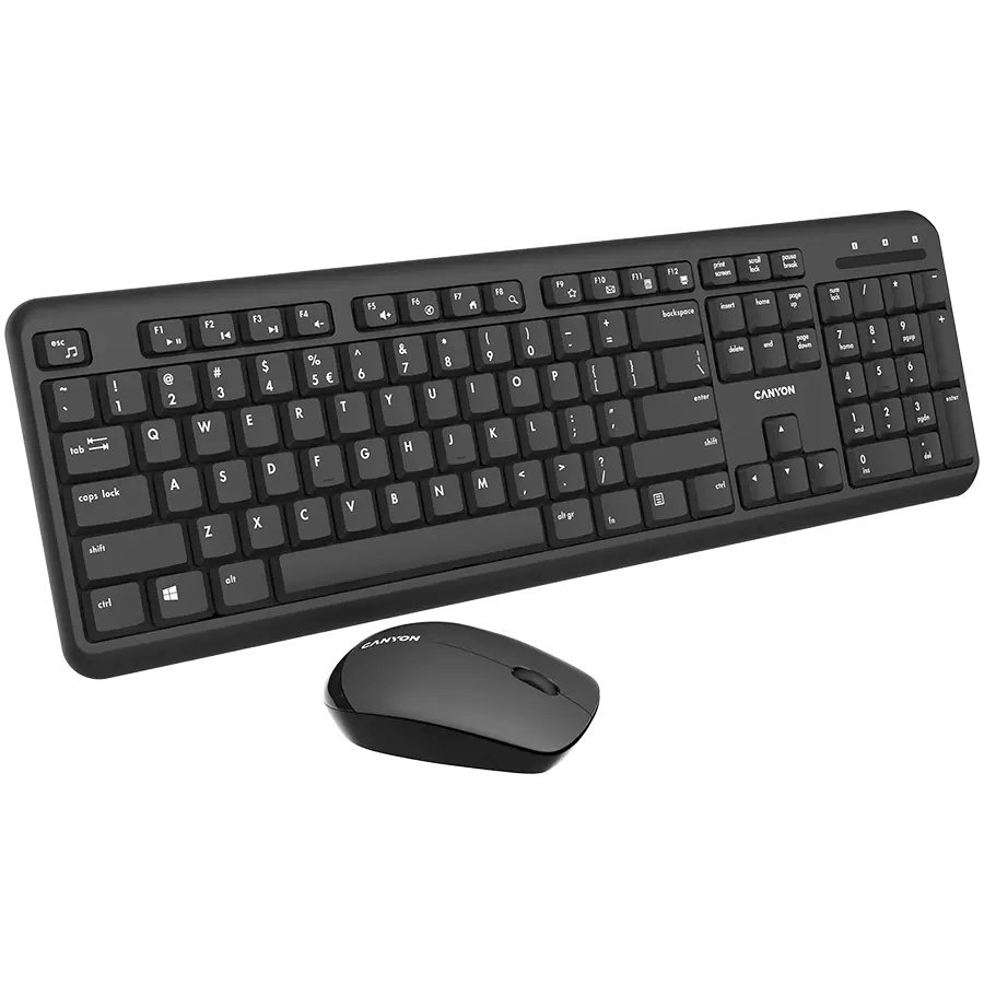 CANYON SET-W20, Wireless combo set,Wireless keyboard with Silent switches,105 keys,BG layout,optical 3D Wireless mice 100DPI black - image 1
