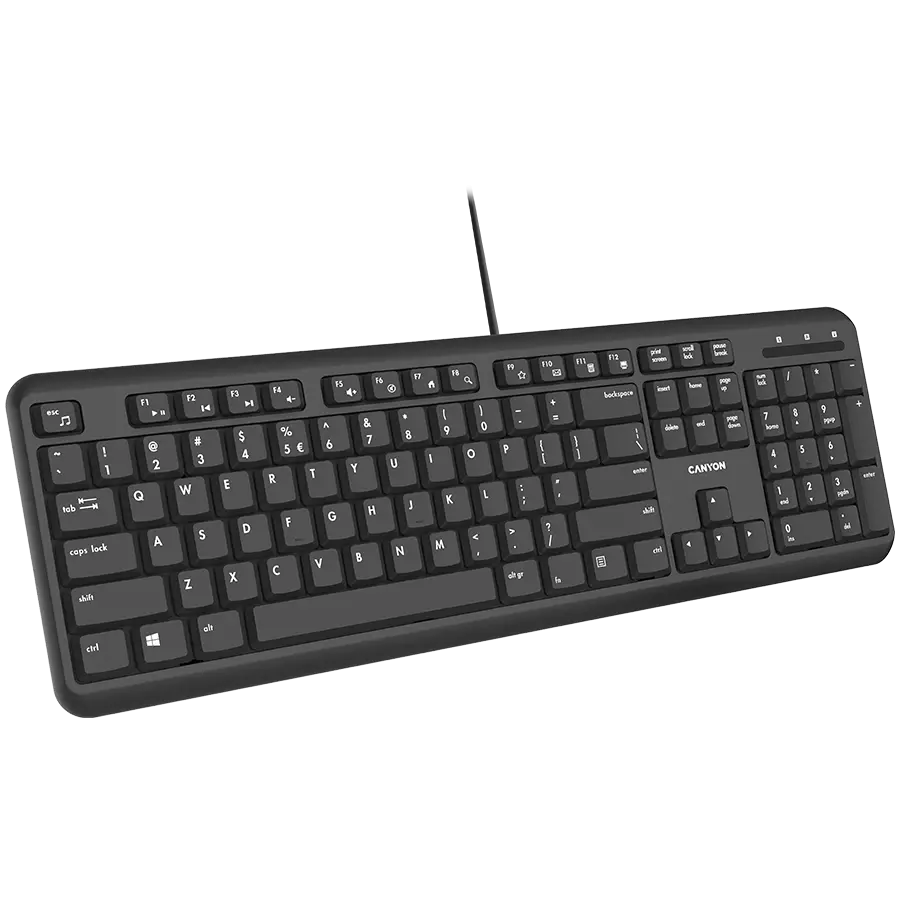 CANYON HKB-20, wired keyboard with Silent switches ,105 keys,black, 1.8 Meters cable length,Size 442*142*17.5mm,460g,BG layout - image 2