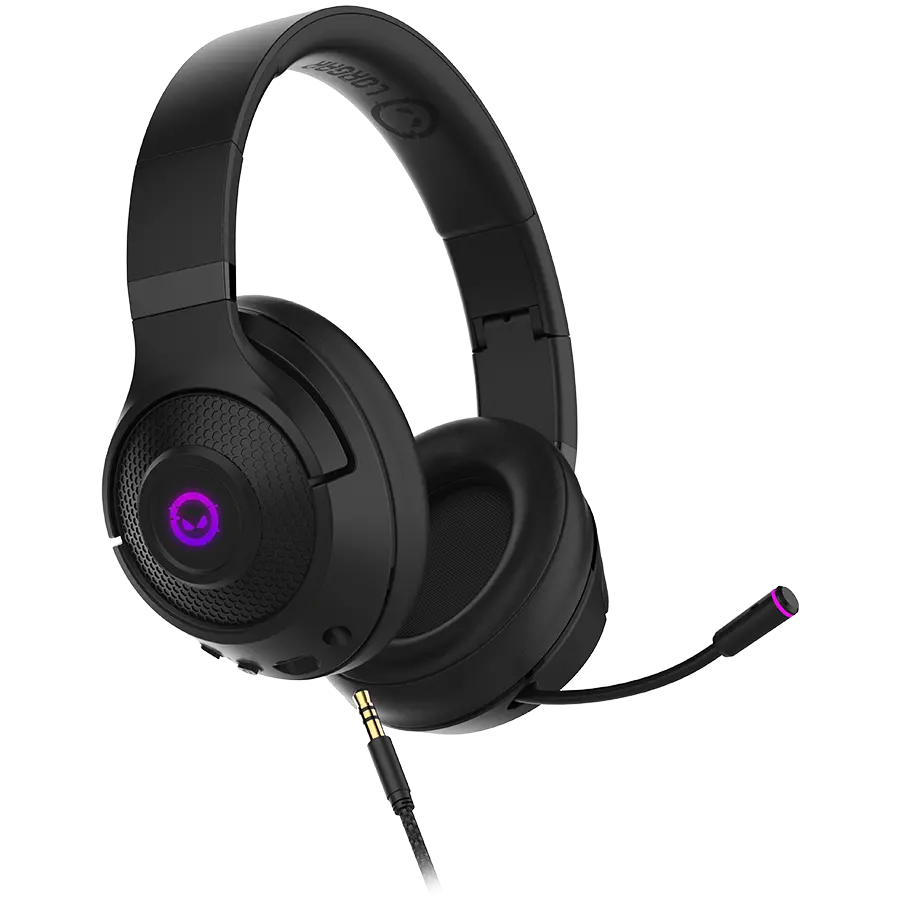 LORGAR Noah 701, gaming headset with microphone, 2.4GHz USB dongle + BT 5.1 Realtek 8763, battery 1000mAh, type-C charging cable 0.8m, audio cable 1.5m, size:195*185*80mm, 0.28kg. Black - image 1