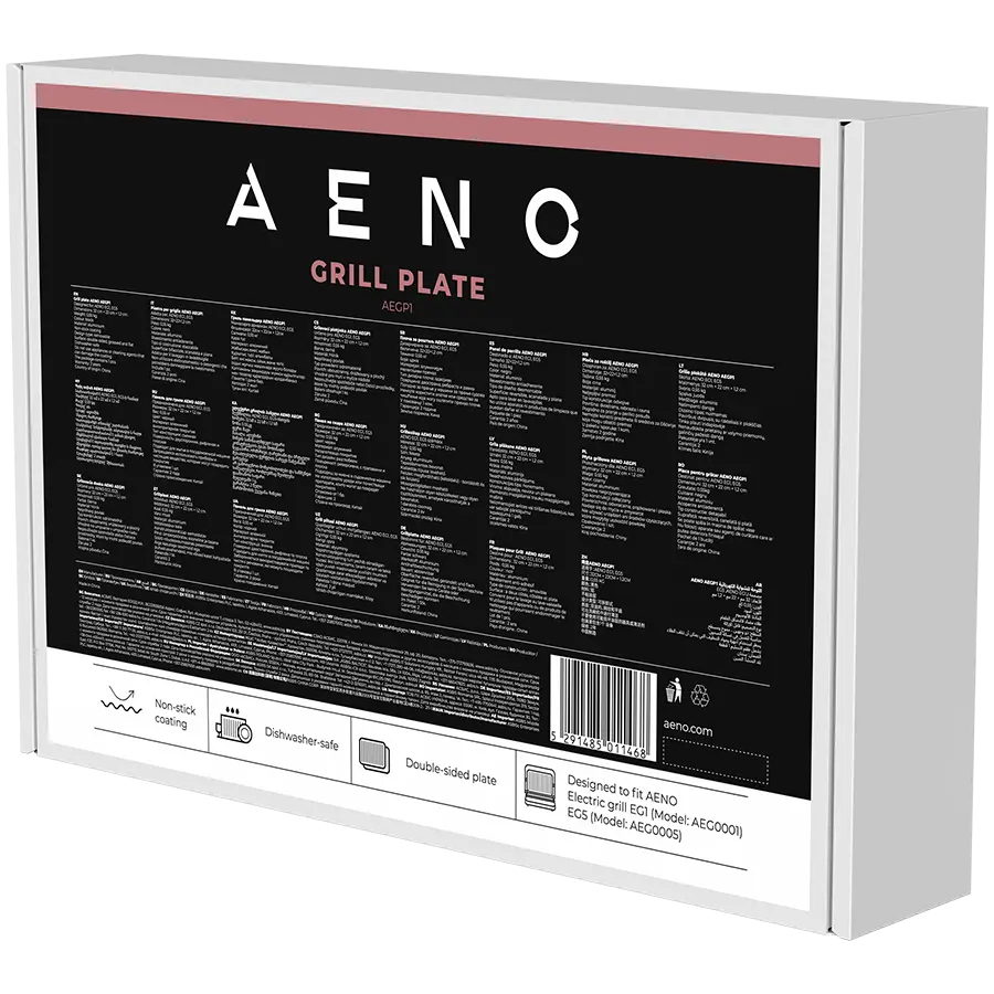 AENO Electric grill AEG0001 plate, Double-sided: flat&ribbed, Non-stick coating, size: 290*234mm, 1 pcs in set - image 2