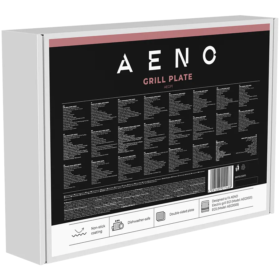 AENO Electric grill AEG0001 plate, Double-sided: flat&ribbed, Non-stick coating, size: 290*234mm, 1 pcs in set - image 3