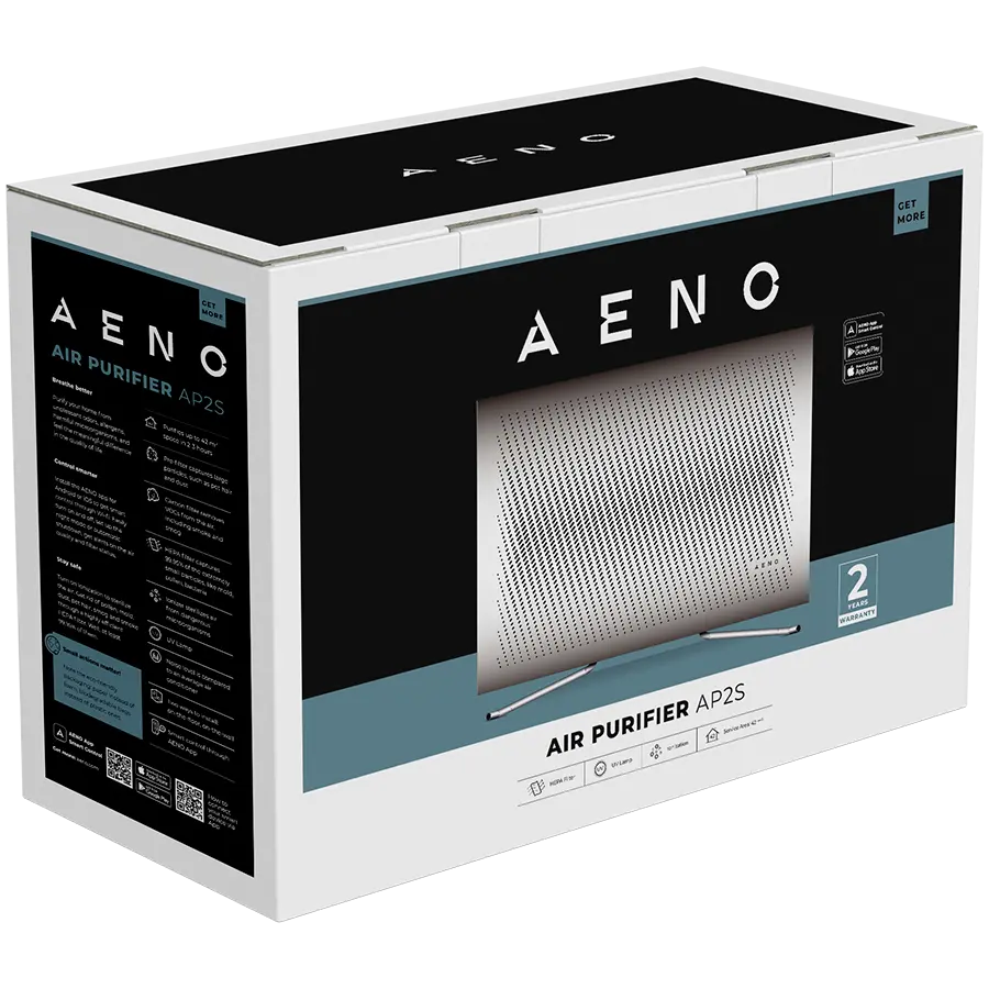 AENO Air Purifier AP2S, Wi-Fi, UV lamp, ionization, Tvoc sensor, CADR 420 m³/h, 50 m2, carbon filter + Hepa H13, wall mounting - image 6