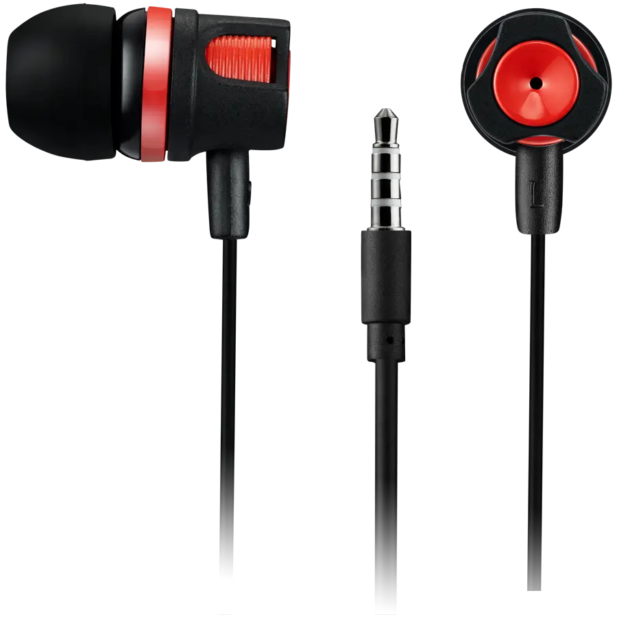 CANYON Stereo earphones with microphone, 1.2M, red - image 1