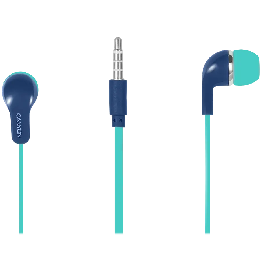 CANYON Stereo Earphones with inline microphone, Green+Blue - image 1