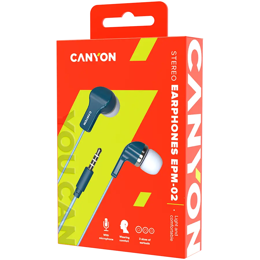 CANYON Stereo Earphones with inline microphone, Blue - image 2