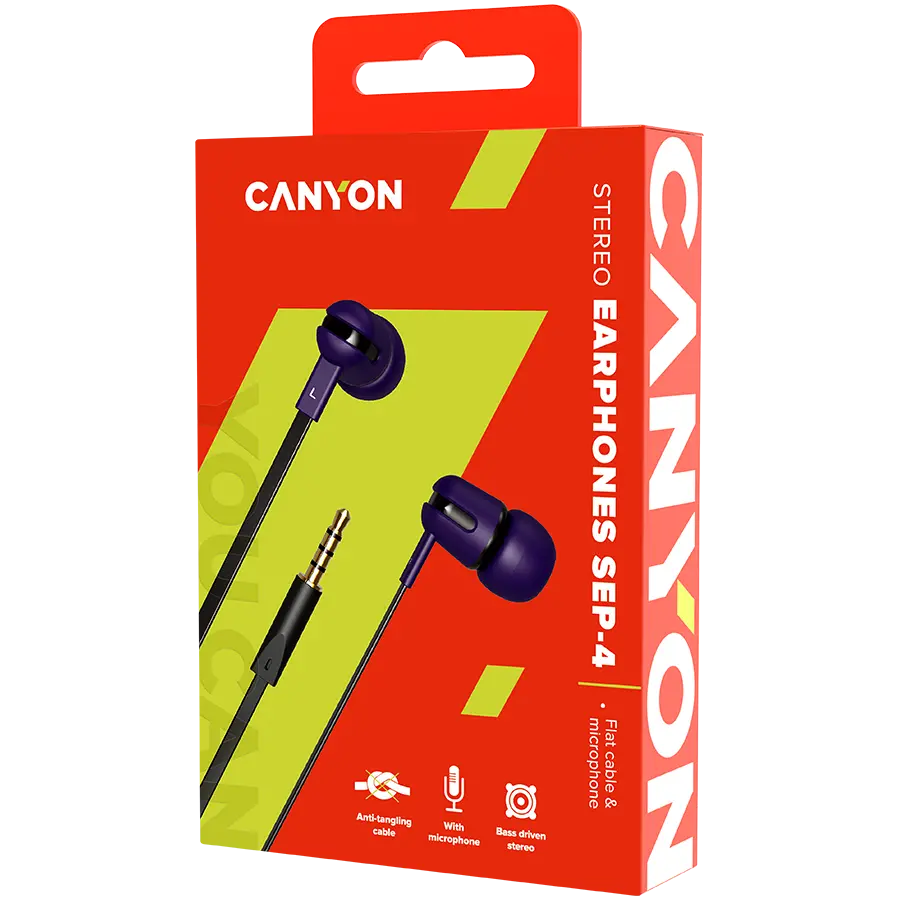 CANYON headphones SEP-4 Mic Flat 1.2m Violet - image 1