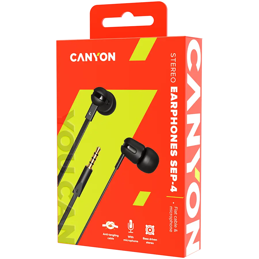 CANYON headphones SEP-4 Mic Flat 1.2m Black - image 2