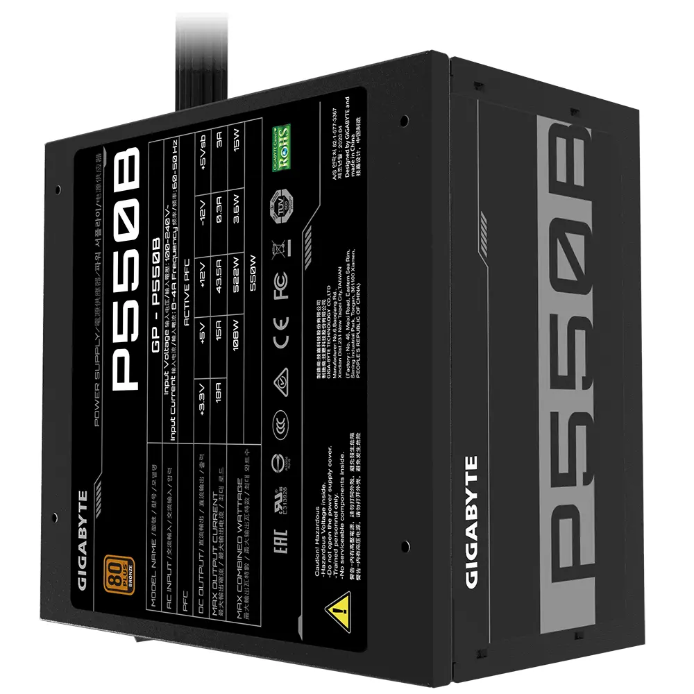 Захранващ блок Gigabyte GP-P550B, 550W, 80+, Bronze - image 2
