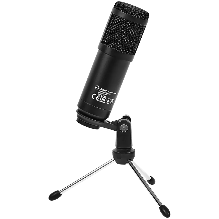 LORGAR Soner 313, Gaming Microphone, USB condenser microphone with Volume Knob & Echo Knob, Frequency Response: 80 Hz—17 kHz, including 1x Microphone, 1 x 2.5M USB Cable, 1 x Tripod Stand, dimensions: Ø47.4*158.2*48.1mm, weight: 243.0g, Black - image 2