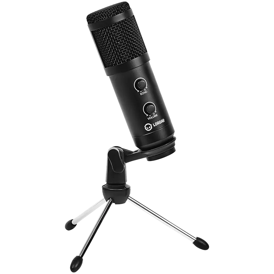 LORGAR Soner 313, Gaming Microphone, USB condenser microphone with Volume Knob & Echo Knob, Frequency Response: 80 Hz—17 kHz, including 1x Microphone, 1 x 2.5M USB Cable, 1 x Tripod Stand, dimensions: Ø47.4*158.2*48.1mm, weight: 243.0g, Black - image 6