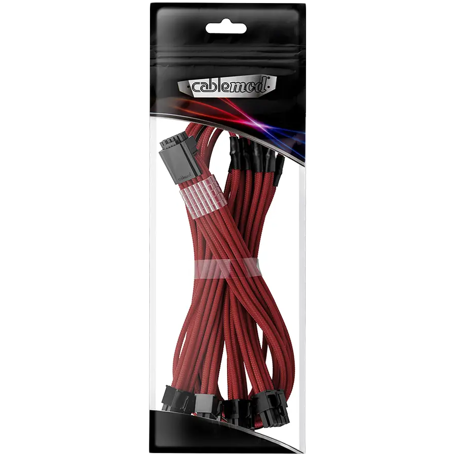 CableMod E-Series Pro ModMesh Sleeved 12VHPWR PCI-e Cable for Super Flower Leadex Platinum / Platinum SE / Titanium / V Gold Pro / V Platinum Pro, EVGA G7 / G6 / G5 / G3 / G2 / P2 / T2 (Blood Red, Nvidia 4000 series, 16-pin to Quad 8-pin, 60cm)