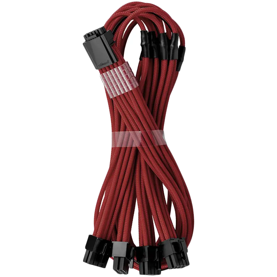 CableMod E-Series Pro ModMesh Sleeved 12VHPWR PCI-e Cable for Super Flower Leadex Platinum / Platinum SE / Titanium / V Gold Pro / V Platinum Pro, EVGA G7 / G6 / G5 / G3 / G2 / P2 / T2 (Blood Red, Nvidia 4000 series, 16-pin to Quad 8-pin, 60cm) - image 1