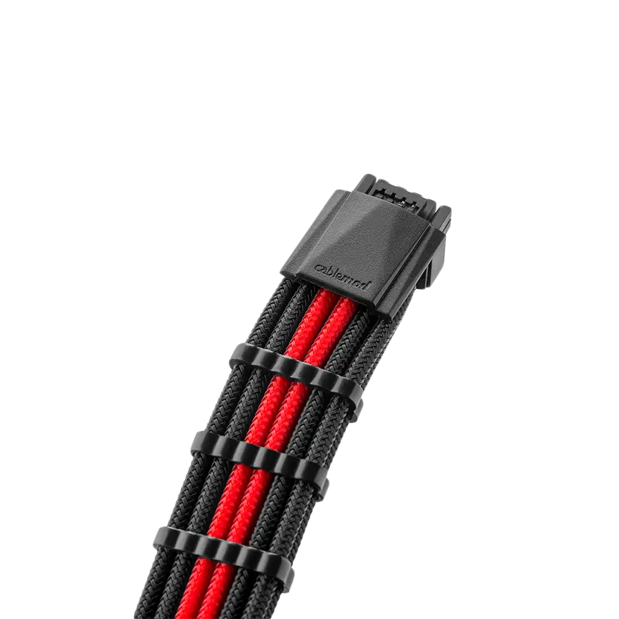 CableMod E-Series Pro ModMesh Sleeved 12VHPWR PCI-e Cable for Super Flower Leadex Platinum / Platinum SE / Titanium / V Gold Pro / V Platinum Pro, EVGA G7 / G6 / G5 / G3 / G2 / P2 / T2 (Black + Red, Nvidia 4000 series, 16-pin to Dual 8-pin, 600mm)