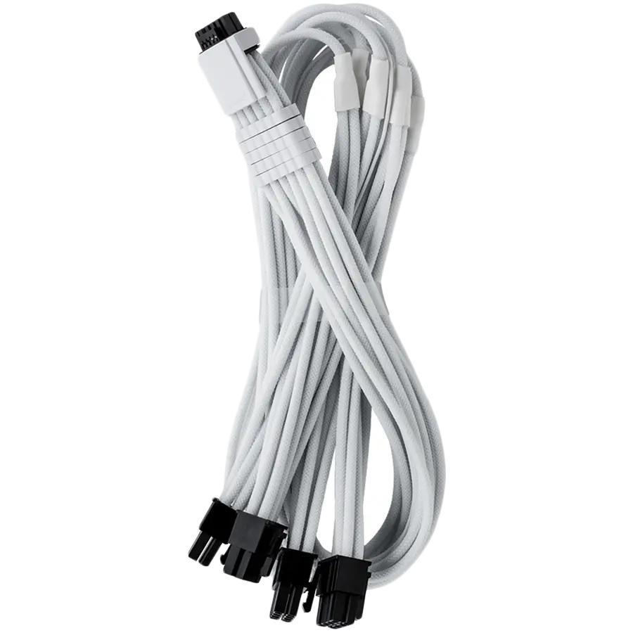 CableMod E-Series Pro ModMesh Sleeved 12VHPWR PCI-e Cable for Super Flower Leadex Platinum / Platinum SE / Titanium / V Gold Pro / V Platinum Pro, EVGA G7 / G6 / G5 / G3 / G2 / P2 / T2 (White, Nvidia 4000 series, 16-pin to Quad 8-pin, 60cm) - image 1