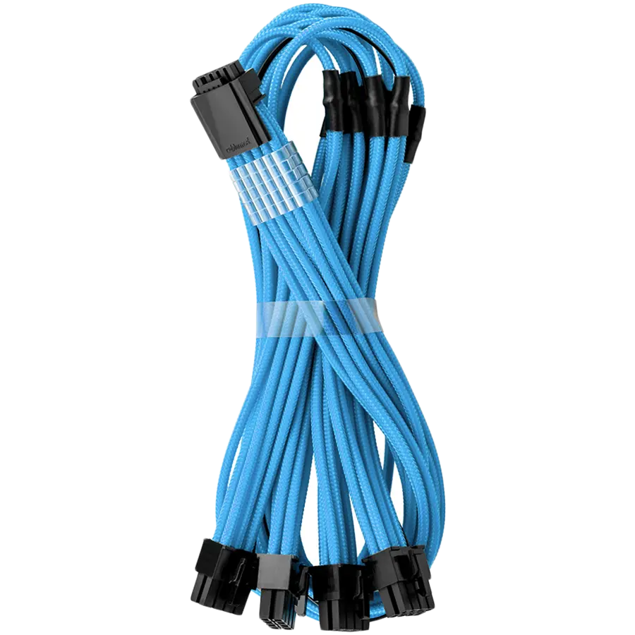 CableMod E-Series Pro ModMesh Sleeved 12VHPWR PCI-e Cable for Super Flower Leadex Platinum / Platinum SE / Titanium / V Gold Pro / V Platinum Pro, EVGA G7 / G6 / G5 / G3 / G2 / P2 / T2 (Light Blue, Nvidia 4000 series, 16-pin to Quad 8-pin, 60cm) - image 1