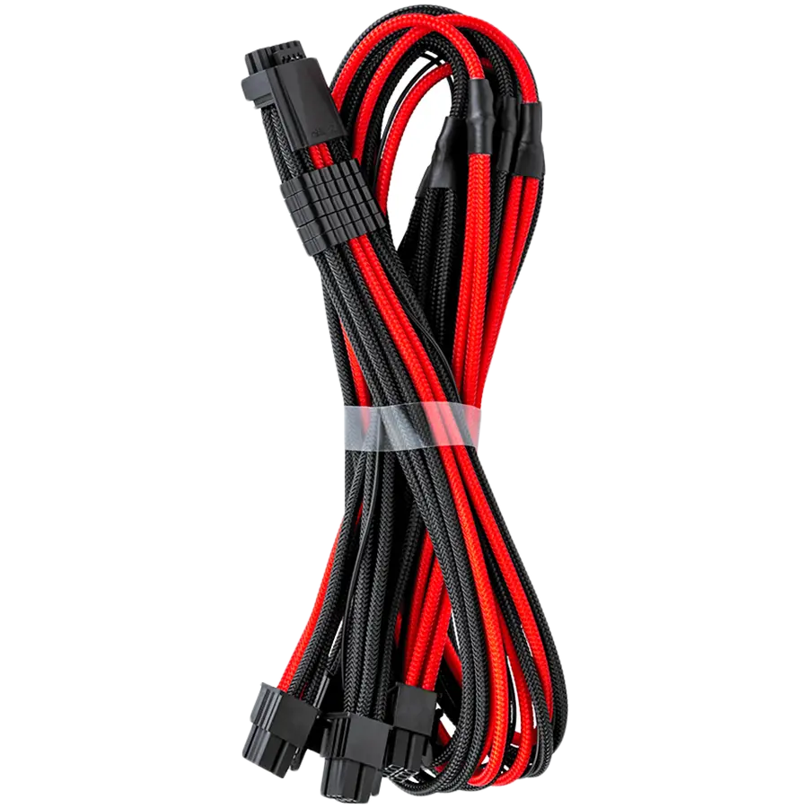CableMod E-Series Pro ModMesh Sleeved 12VHPWR PCI-e Cable for Super Flower Leadex Platinum / Platinum SE / Titanium / V Gold Pro / V Platinum Pro, EVGA G7 / G6 / G5 / G3 / G2 / P2 / T2 (Black + Red, Nvidia 4000 series, 16-pin to Quad 8-pin, 60cm) - image 1