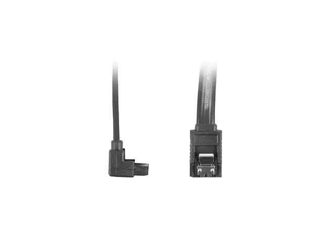Кабел, Lanberg SATA DATA III (6GB/S) F/F cable 50cm metal clips angled, black - image 1