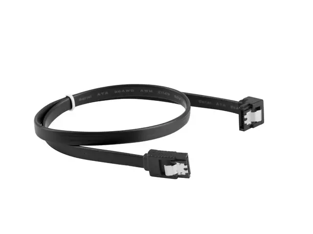 Кабел, Lanberg SATA DATA III (6GB/S) F/F cable 50cm metal clips angled, black - image 2