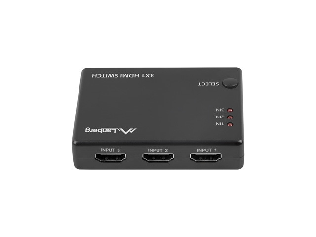 Адаптер, Lanberg Video Switch 3x HDMI + Micro USB port + Remote Controller, black - image 2