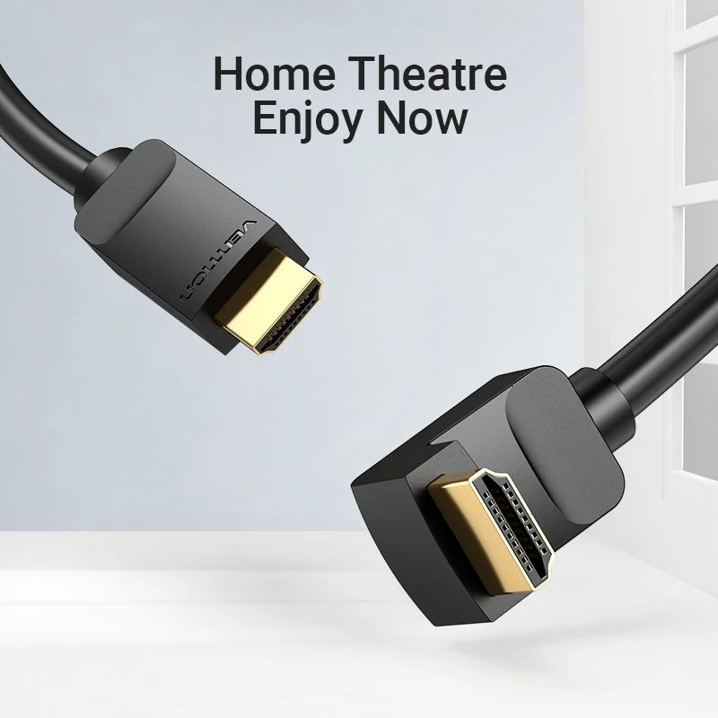 Vention Кабел HDMI Right Angle 90 Degree v2.0 M / M 4K/60Hz Gold - 2M Black - AARBH - image 14