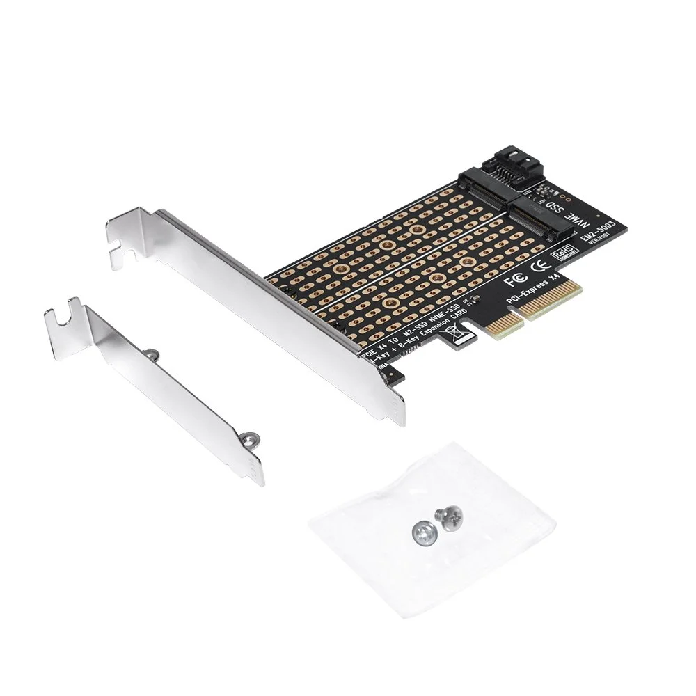 Makki Адаптер M2 SSD NVMe+SATA (M-key+B-key) to PCI Express 3.0 4x adapter - MAKKI-M2-PCIE-2X