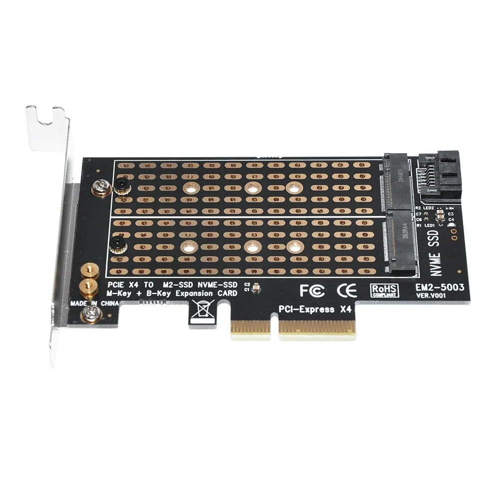 Makki Адаптер M2 SSD NVMe+SATA (M-key+B-key) to PCI Express 3.0 4x adapter - MAKKI-M2-PCIE-2X - image 9