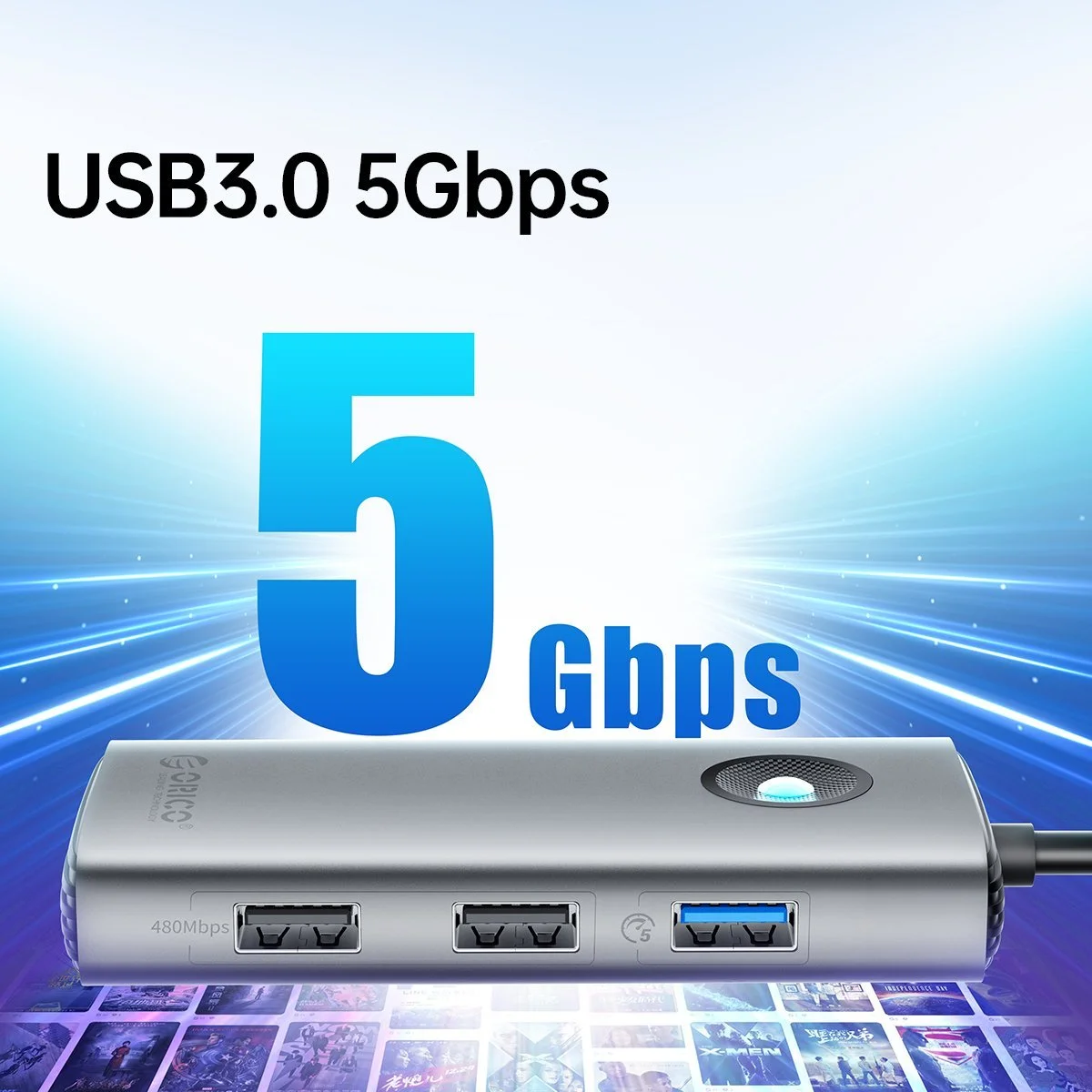 Orico докинг станция Docking Station Type-C Power Distribution 60w - PW11-5P-GY-EP - HDMI, USB3.0 x1, USB2.0 x1 - image 4