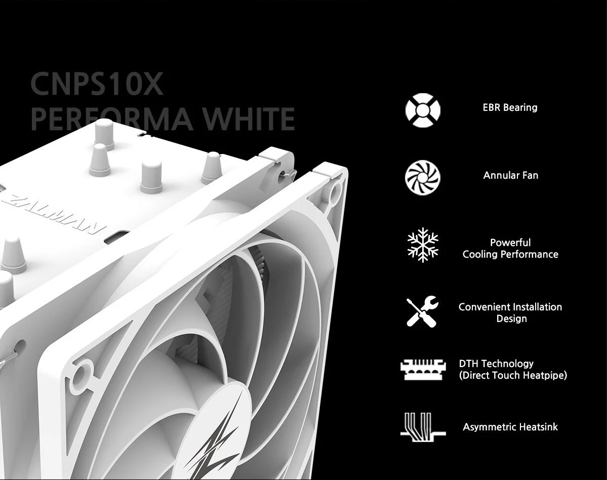 Zalman охладител за процесор CPU Cooler CNPS10X PERFORMA WHITE - image 4