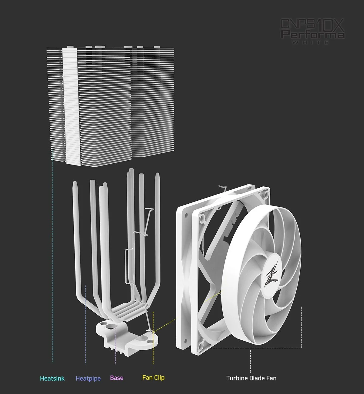 Zalman охладител за процесор CPU Cooler CNPS10X PERFORMA WHITE - image 7