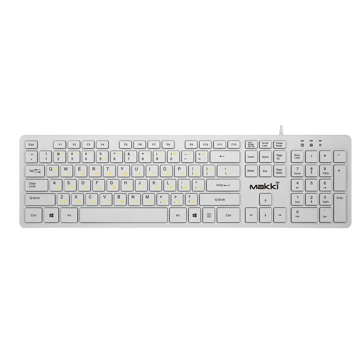 Makki нископрофилна кирилизирана клавиатура Keyboard USB BG - Low profile Chocolate - KB-C14 White - image 1