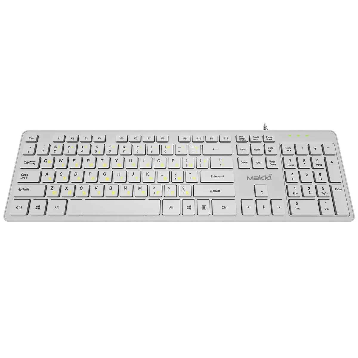 Makki нископрофилна кирилизирана клавиатура Keyboard USB BG - Low profile Chocolate - KB-C14 White - image 3