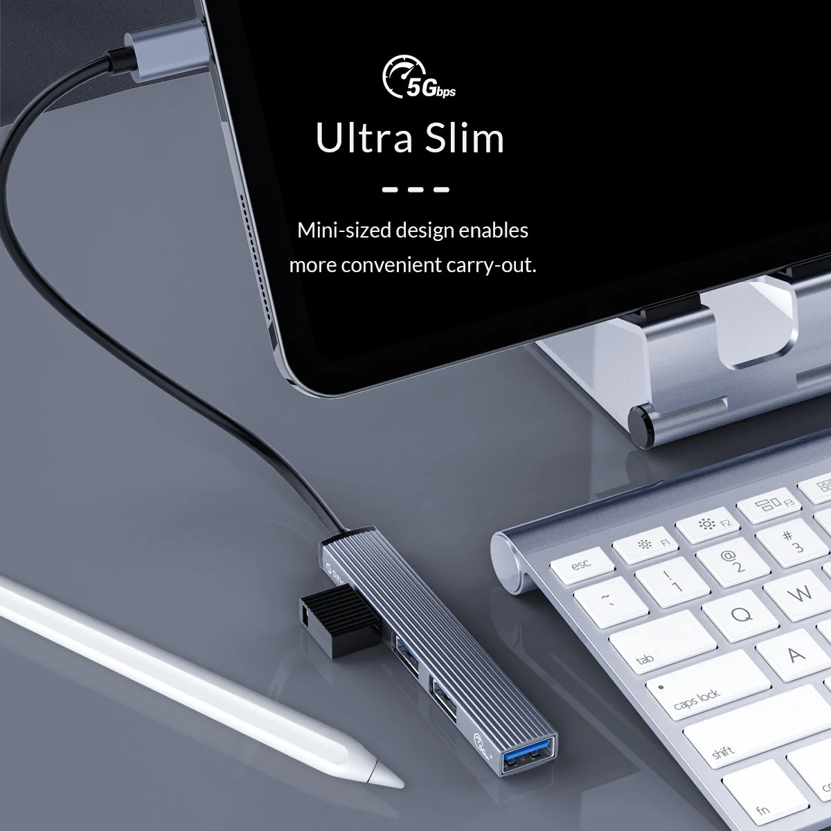 Orico хъб USB3.0/2.0 HUB 3 port + card reader TYPE C, Aluminum - AH-12F-GY - image 9