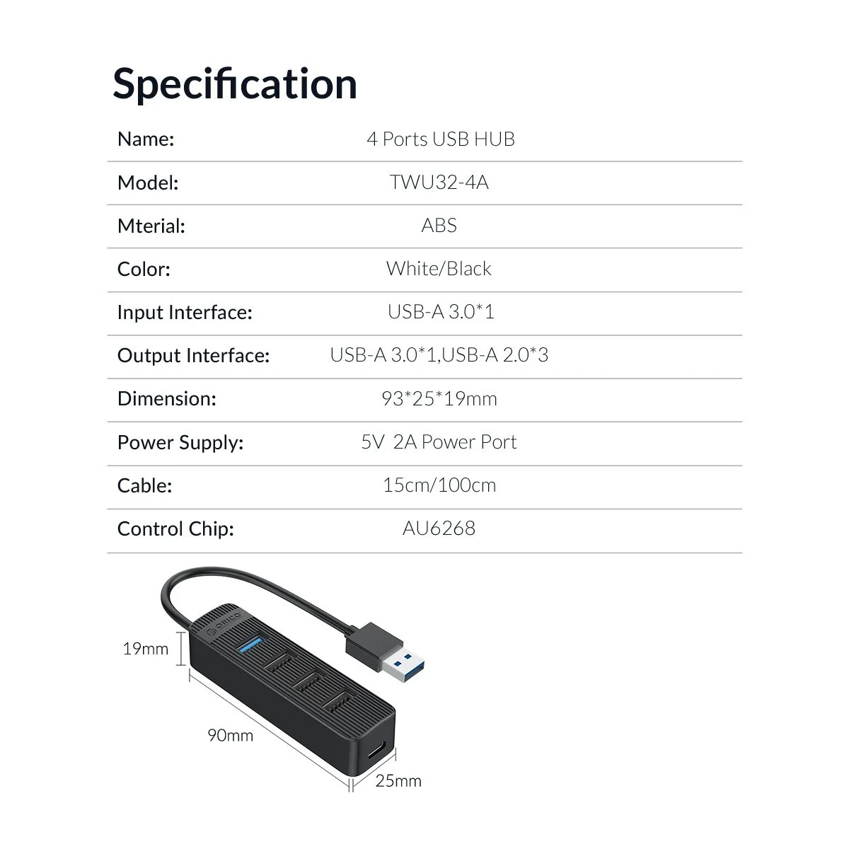 Orico хъб USB3.0/2.0 HUB 4 ports - TWU32-4A - image 14