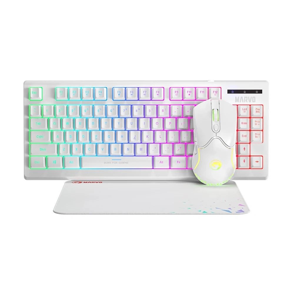 Marvo Геймърски комплект Gaming COMBO CM310 3-in-1 White - Keyboard, Mouse 1000 Hz, Mousepad