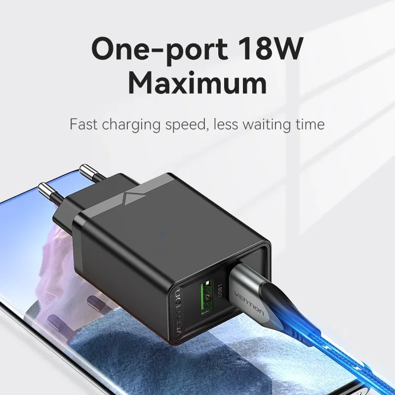 Vention бързо зарядно Fast Charger 2 x QC3.0 18W Black - FBAB0 - image 6