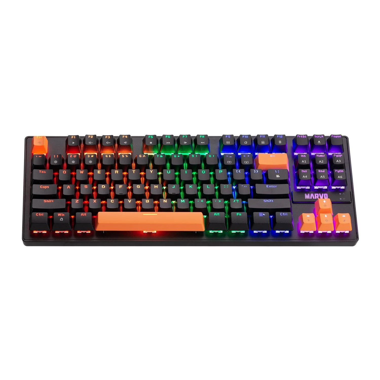 Marvo механична геймърска клавиатура Gaming Mechanical keyboard 87 keys, Orange caps TKL - KG901C - image 1