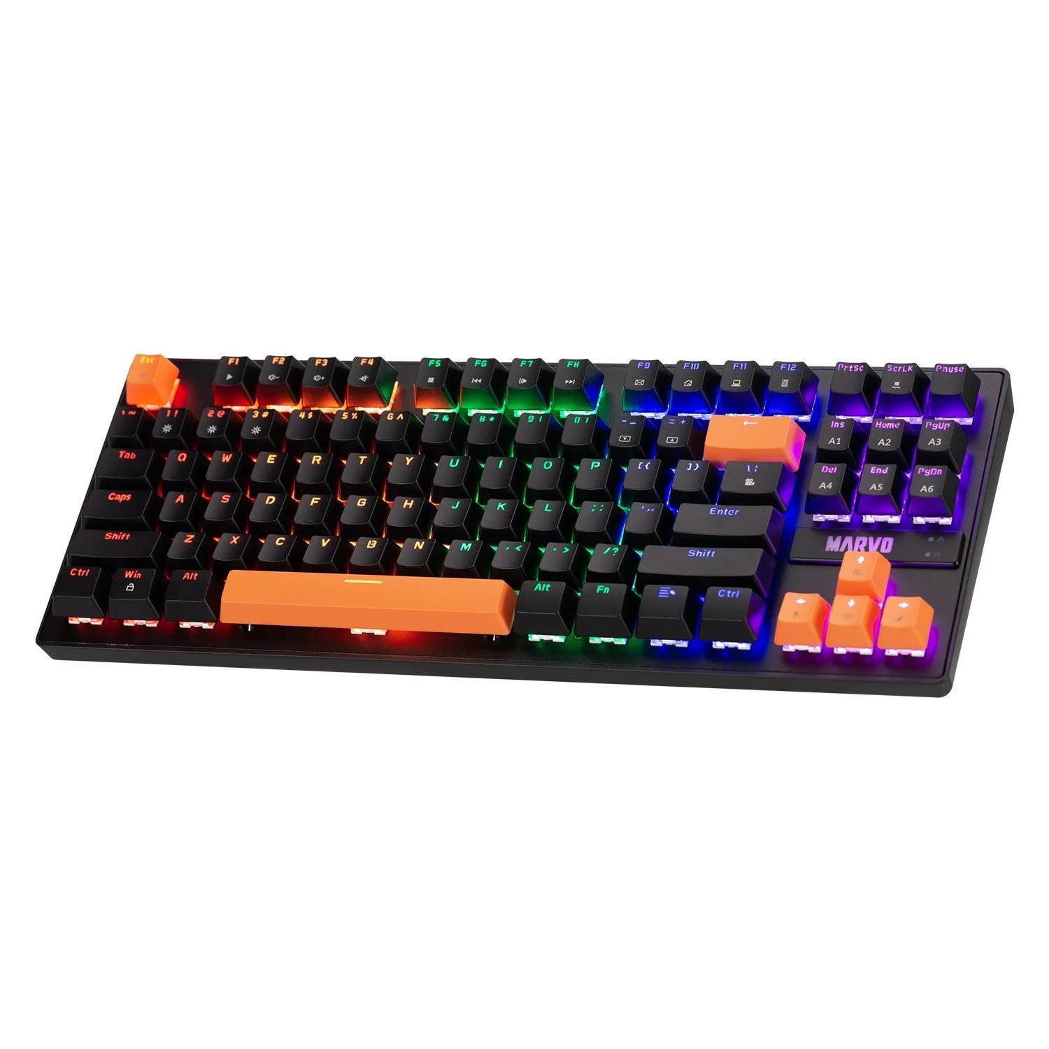 Marvo механична геймърска клавиатура Gaming Mechanical keyboard 87 keys, Orange caps TKL - KG901C - image 3