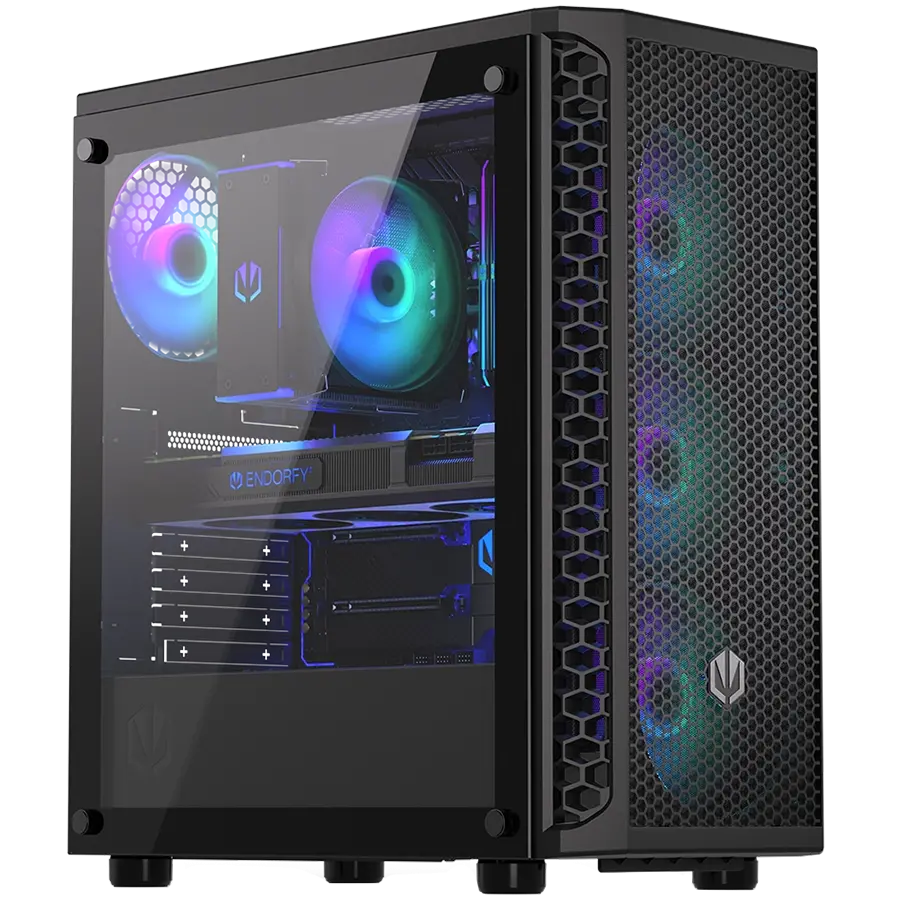 Endorfy Signum 300 ARGB, Mid-Tower, ATX/mATX/mITX, 2x USB-A (3.1 GEN 1), 1x Audio/1x Mic, 4x STRATUS 120 PWM ARGB fans, ARGB Controller, Tempered Glass, Mesh Front Panel, 413×216×447mm, 3 Year Warranty