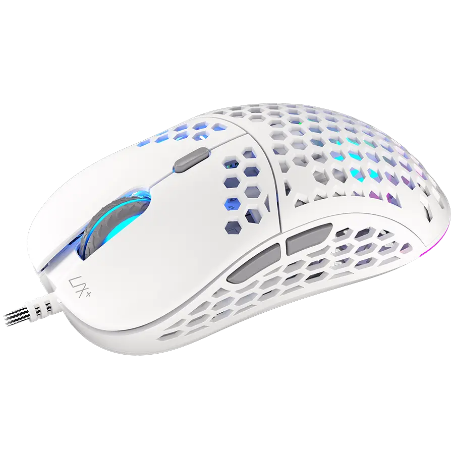 Endorfy LIX Plus Onyx White Gaming Mouse, PIXART PAW3370 Optical Gaming Sensor, 19000DPI, 59G Lightweight design, KAILH GM 8.0 Switches, 1.8M Paracord Cable, PTFE Skates, ARGB lights, 2 Year Warranty - image 1
