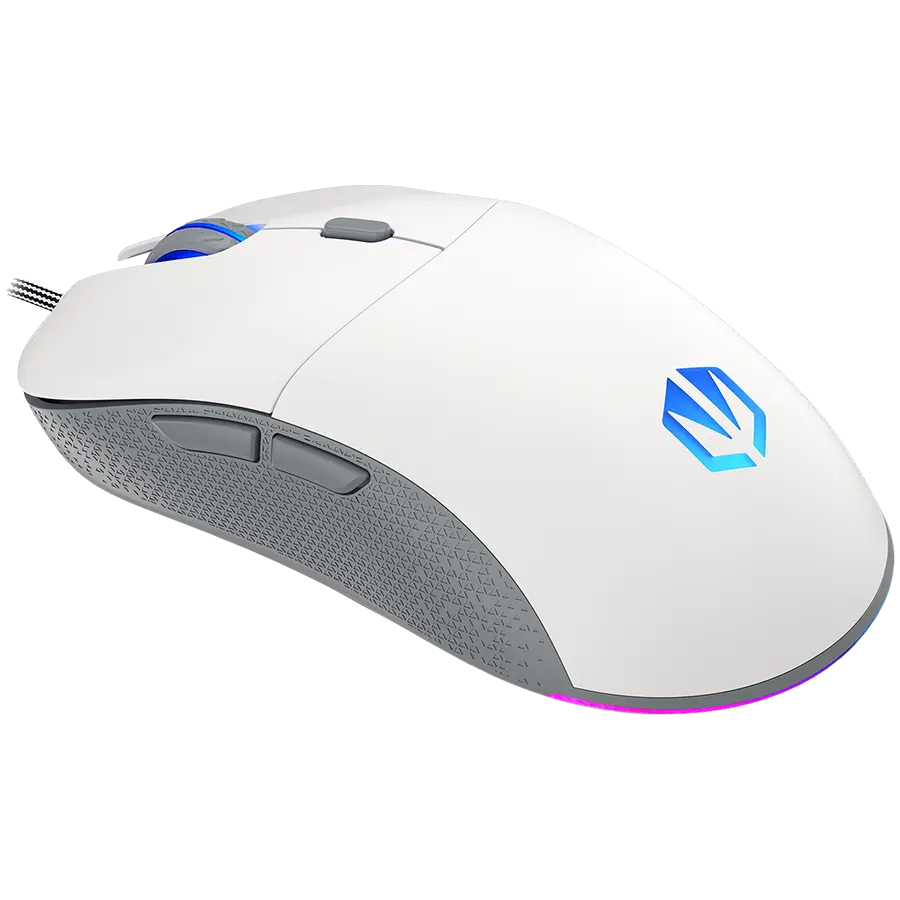 Endorfy GEM Plus Onyx White Gaming Mouse, PIXART PAW3370 Optical Gaming Sensor, 19000DPI, 67G Lightweight design, KAILH GM 8.0 Switches, 1.8M Paracord Cable, PTFE Skates, ARGB lights, 2 Year Warranty - image 1