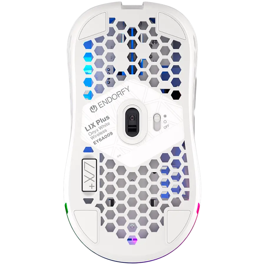 Endorfy LIX Plus Onyx White Wireless Gaming Mouse, PIXART PAW3370 Optical Gaming Sensor, 19000DPI, 69G Lightweight design, KAILH GM 8.0 Switches, 1.6M Paracord Cable, PTFE Skates, ARGB lights, 2 Year Warranty - image 4