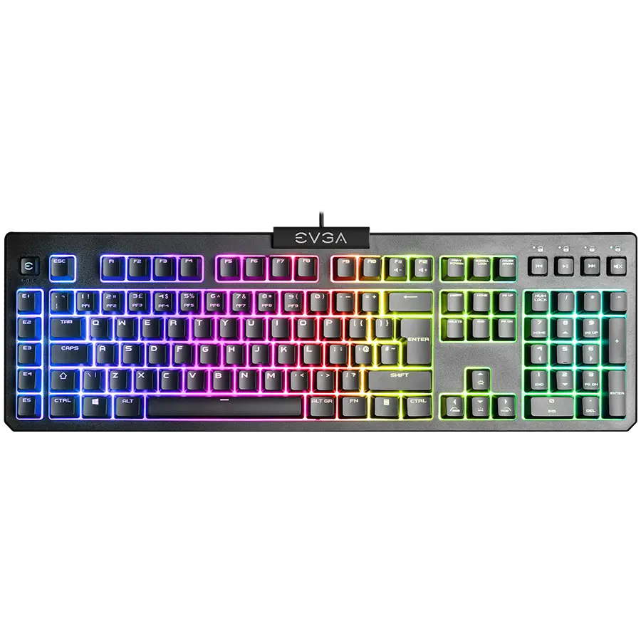 EVGA Z12 RGB Gaming Keyboard, RGB Backlit LED, 5 Programmable Macro Keys, Dedicated Media Keys, Water Resistant