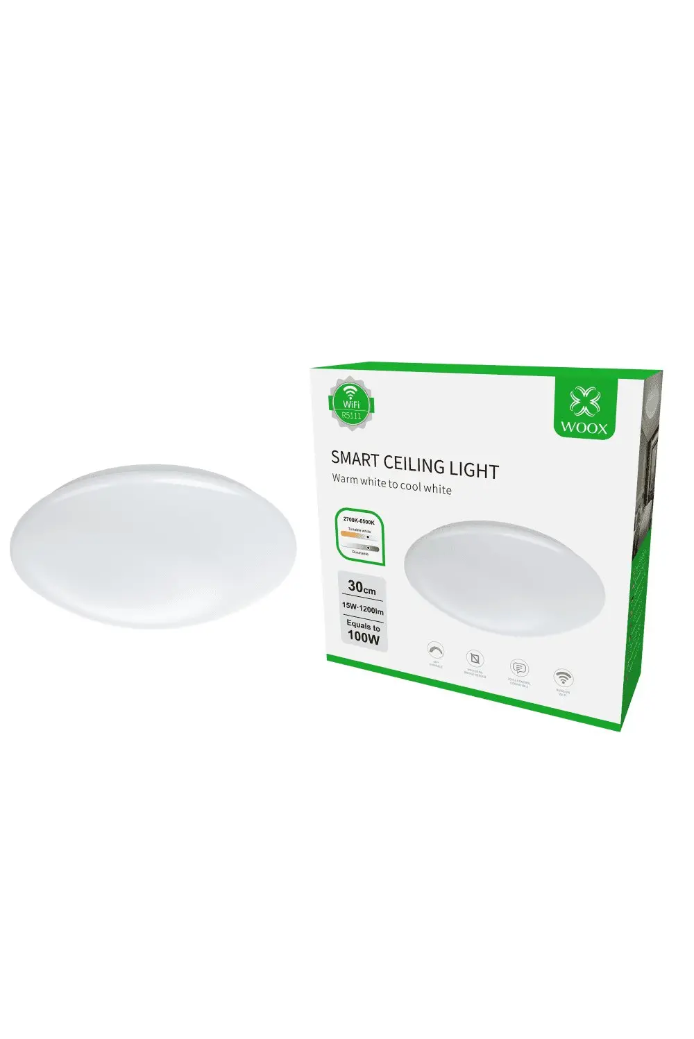 Woox лед лампа Light - R5111 - WiFi Smart Ceiling Light, 15W/100W, 1200lm, Warm White and Cool White - image 3