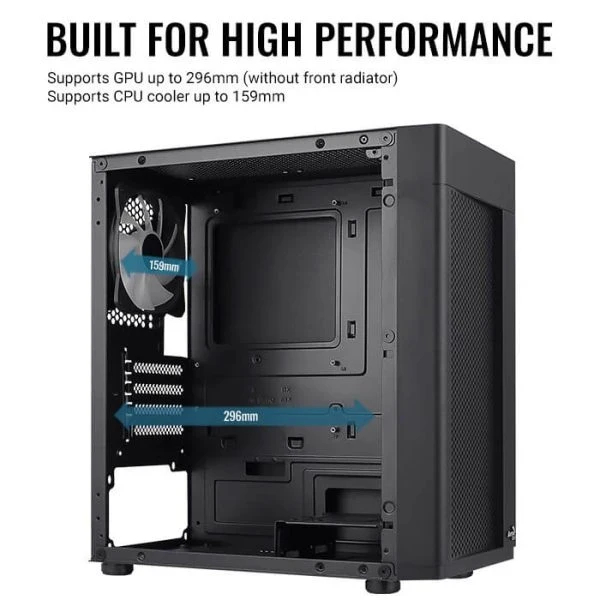 AeroCool кутия Case mATX - Hexform-G-BK-v2 - 3 fans included - image 13